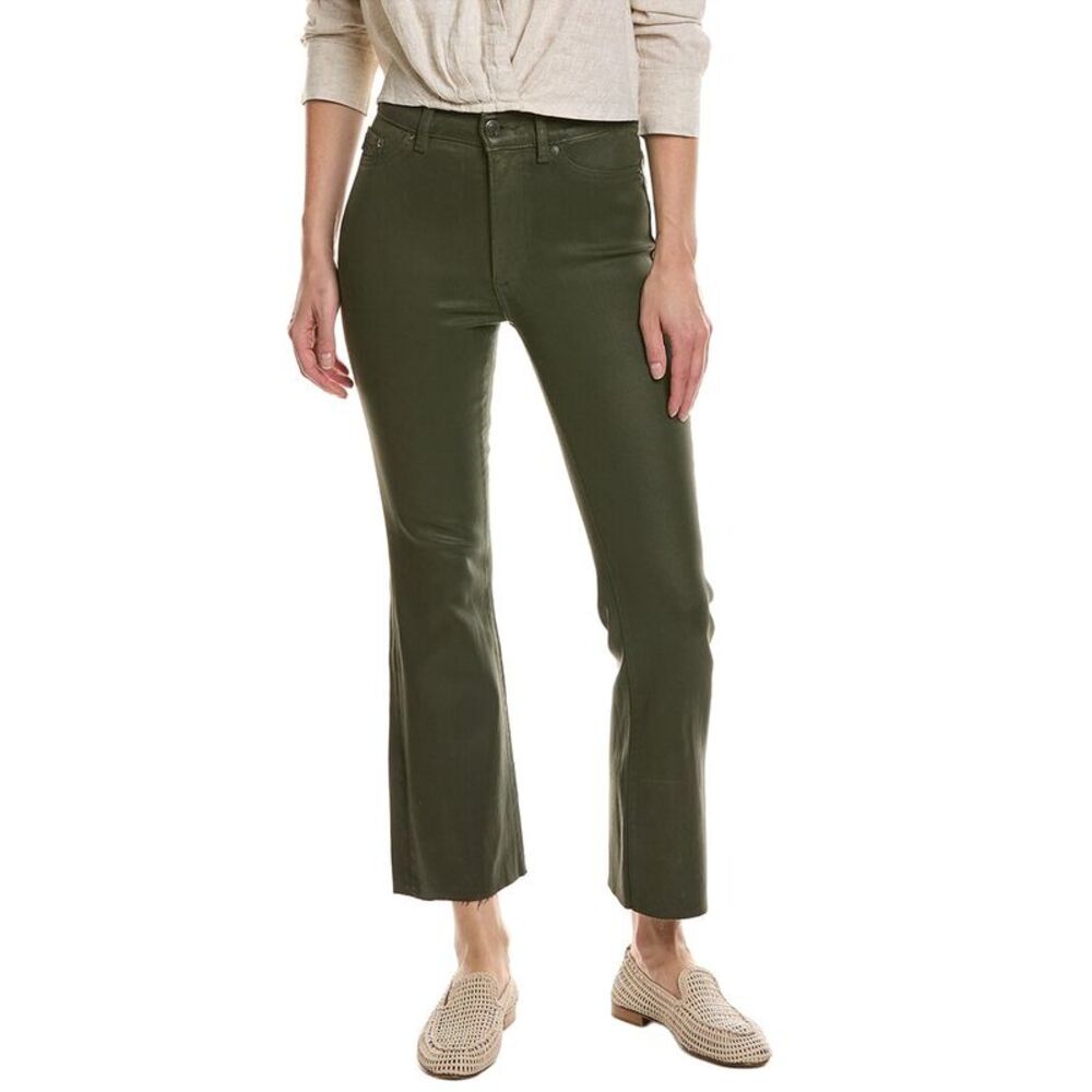 Dl1961 Womens Bridget Cropped Moss Coated Bootcut Jean, Green